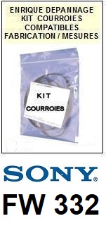 PHILIPS FW332  <BR>kit 4 courroies pour platine k7 (<b>set belts</b>)<small> 2016-01</small>