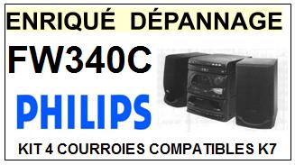PHILIPS FW340C  kit 4 Courroies Platine K7 <br><small>a 2014-03</small>