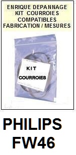 PHILIPS FW46   <BR>kit 4 courroies pour platine k7 (<b>set belts</b>)<small> 2017 MAI</small>
