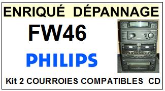 PHILIPS FW46   <BR>kit 2 Courroies pour platine cd (<b>set belts</b>)<small> 2017 MAI</small>