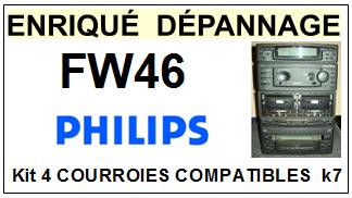 PHILIPS FW46   <BR>kit 4 courroies pour platine k7 (<b>set belts</b>)<small> 2017 MAI</small>