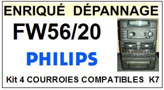 PHILIPS FW56/20 FW56 20 kit 4 Courroies Platine K7 <br><small>a 2014-01</small>