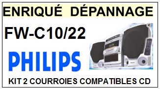 PHILIPS<br> FWC10/22 FW-C10/22 kit 2 Courroies (set belts) pour platine CD<br><small>cd+k7 2015-07</small>