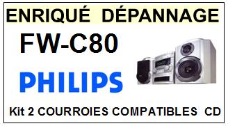 PHILIPS<br> FWC80 FW-C80 kit 2 Courroies (set belts) Platine CD <a 2015-04</small>