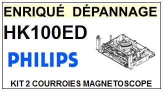 PHILIPS HK100ED  <br>kit 2 courroies pour magntoscope (vido recorder <B>set belts</B>)<small> 2016-01</small>