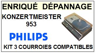 PHILIPS KONZERTMEISTER 953  kit 3 Courroies Platine K7 <small>13-11</small>