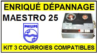 PHILIPS MAESTRO 25 kit 3 courroies compatibles magnetophone