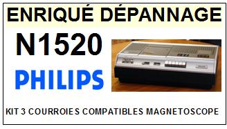 PHILIPS N1520  kit 3 Courroies Compatibles Magntoscope