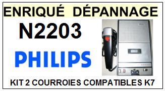 PHILIPS N2203 <BR>kit 2 courroies pour platine k7 (set belts)<small> 2015-10</small>