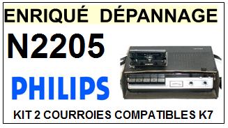 PHILIPS N2205  <BR>kit 2 courroies pour platine k7 (<b>set belts</b>)<small> MARS-2017</small>