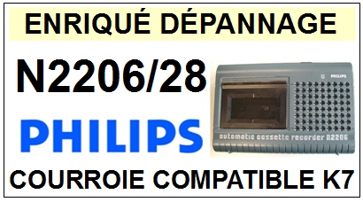PHILIPS N2206/28  <br>courroie  pour platine K7 (square belt)<SMALL> 2015-12</small>