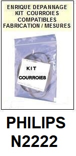 PHILIPS N2222  <BR>kit 2 courroies pour platine k7 (<b>set belts</b>)<small> 2018 FEVRIER</small>