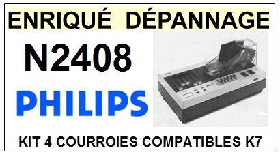 PHILIPS N2408  <BR>kit 4 courroies pour platine k7 (set belts)<small> 2015-12</small>