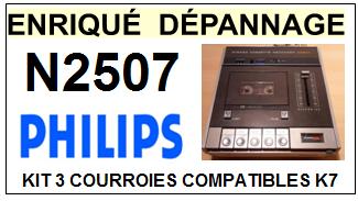 PHILIPS N2507  kit 3 Courroies Platine K7  <small>13-07</small>