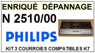 PHILIPS<br> N2510/00  kit 3 courroies (set belts) pour platine K7 <br><small>a 2014-12</small>