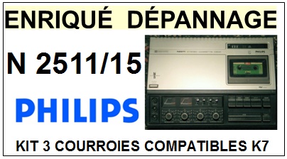 PHILIPS N2511/15  <BR>kit 3 courroies pour platine k7 (<b>set belts</b>)<small> 2016-05</small>