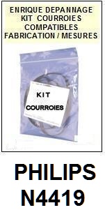 PHILIPS N4419  <br>kit 4 courroies pour magntophone (<b>set belts</b>)<small> mars-2017</small>