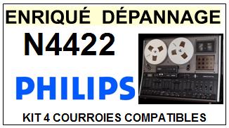 PHILIPS<BR> N4422 kit 4 courroies (set belts) pour magntophone <BR><small>a 2015-08</small>