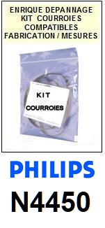 PHILIPS<br> N4450 kit 4 Courroies (set belts) Magntophone <BR><small>a 2015-04</small>