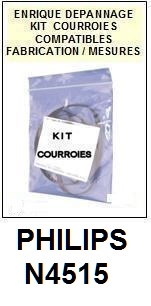 PHILIPS N4515  <br>kit 4 courroies pour magntophone (<b>set belts</b>)<small> fvrier-2017</small>