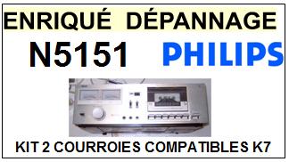 PHILIPS N5151  <BR>kit 2 courroies pour platine k7 (<b>set belts</b>)<small> 2016-07</small>