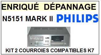 PHILIPS N5151 MARK II  <BR>kit 2 courroies pour platine k7 (<b>set belts</b>)<small> 2016-07</small>