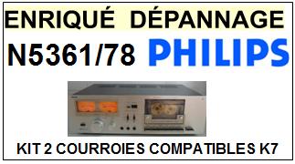 PHILIPS  N5361/78    kit 2 Courroies Compatibles Platine K7