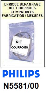 PHILIPS<br> N5581/00  kit (set belts) 2 Courroies Platine K7<small> 2015-09</small>