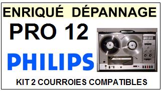 PHILIPS PRO12  kit 2 Courroies Compatibles Magntophone