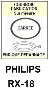 PHILIPS RX18 RX-18 (mecanique k7) <br>courroie  pour platine K7 (<B>square belt</B>)<SMALL> 2017 JUIN</small>