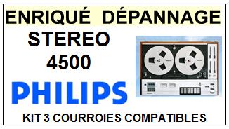 PHILIPS STEREO 4500  <br>kit 3 courroies pour magntophone (<b>set belts</b>)<small> 2016-09</small>