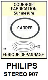 PHILIPS STEREO 907  <BR>courroie d'entrainement tourne-disques (<b>square belt</b>)<small> 2017-01</small>