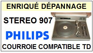 PHILIPS STEREO 907  <BR>courroie d'entrainement tourne-disques (<b>square belt</b>)<small> 2017-01</small>