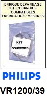 PHILIPS VR1200/39  <br>kit 2 courroies pour magntoscope (vido recorder set belts)<small> 2015-11</small>