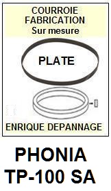 PHONIA TP100SA TP-100SA <br>Courroie plate d'entrainement tourne-disques (<b>flat belt</b>)<small> 2017-02</small>