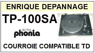 PHONIA TP100SA TP-100SA <br>Courroie plate d'entrainement tourne-disques (<b>flat belt</b>)<small> 2017-02</small>