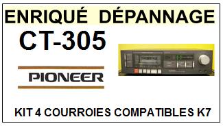 PIONEER CT305 CT-305 kit 4 Courroies Compatibles Platine K7