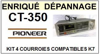 PIONEER  CT350  CT-350  kit 4 Courroies Compatibles Platine K7