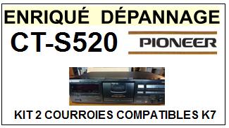 PIONEER CTS520 CT-S520 kit 2 Courroies Compatibles Platine K7