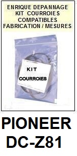 PIONEER DCZ81 DC-Z81 <BR>kit 2 courroies pour platine k7 (<b>set belts</b>)<small> 2017 SEPTEMBRE</small>