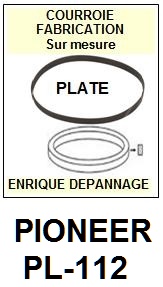PIONEER PL112 PL-112 <br>Courroie plate d'entrainement tourne-disques (<b>flat belt</b>)<small> mars-2017</small>