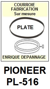 PIONEER PL516 PL-516 <br>Courroie plate d'entrainement tourne-disques (<b>flat belt</b>)<small> 2017 AOUT</small>