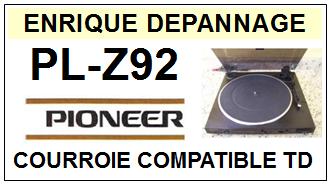 PIONEER<br> PLZ92 PL-Z92 courroie (flat belt) pour tourne-disques <BR><small>sce 2015-04</small>