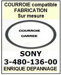 SONY 348013600 3-480-136-00 <BR>
Courroie carre rfrence sony (<B>square belt</B> manufacturer number)