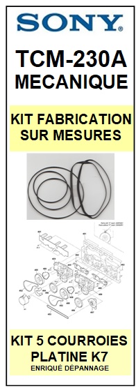 SONY-TCM230A TCM-230A-COURROIES-COMPATIBLES