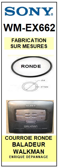 Courroie De Remplacement Pour Baladeur Sony WM-EX 162 - Identique à L'origine En Matériaux Et Dimensions - Pièce Neuve Pour Réparation