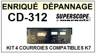 SUPERSCOPE BY MARANTZ<br> CD312 CD-312 kit 3 courroies (set belts) pour platine K7 <br><small>a 2015-02</small>