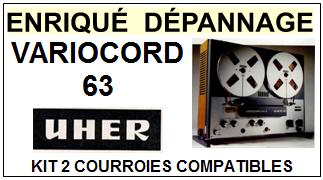 UHER-VARIOCORD 63-COURROIES-COMPATIBLES